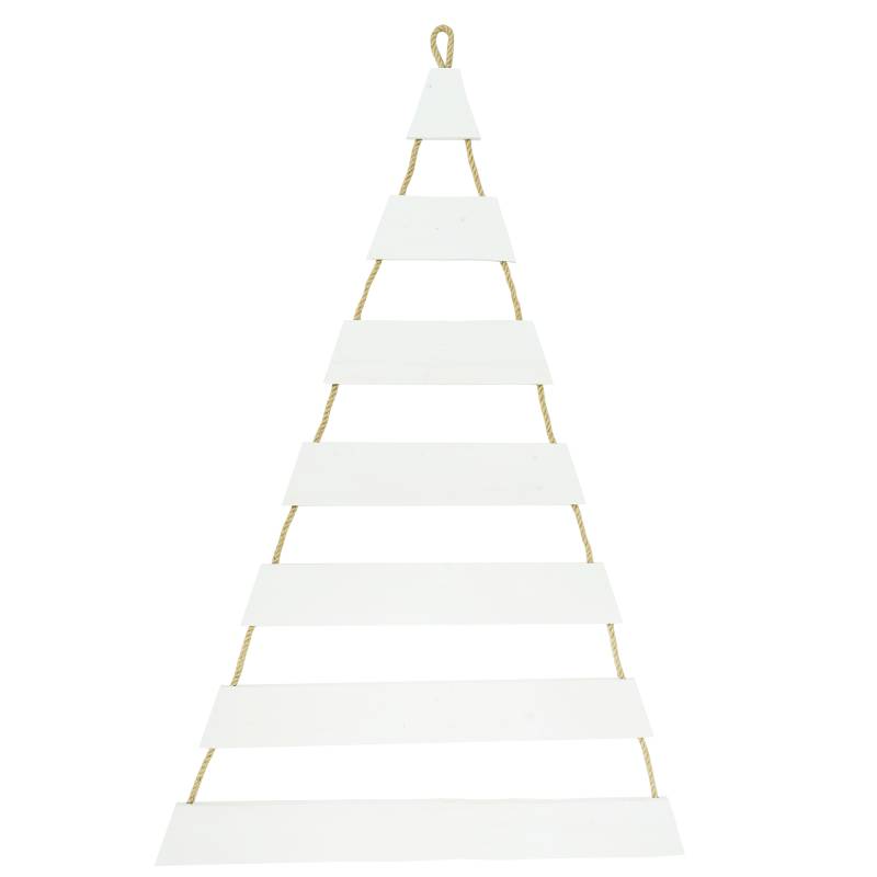 Weihnachtsbaum Adventskalender mit 24 Plätzen in weiß Deko-Holzleiter in Weihnachtsbaum-Form zum Aufhängen Tannenbaum Leiter – Bild 2