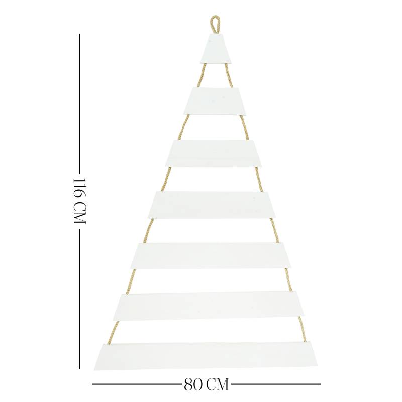 Weihnachtsbaum Adventskalender mit 24 Plätzen in weiß Deko-Holzleiter in Weihnachtsbaum-Form zum Aufhängen Tannenbaum Leiter – Bild 6
