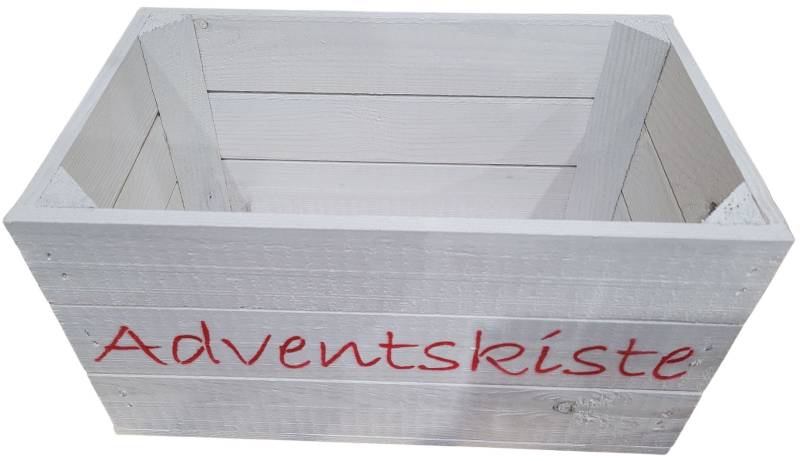 Adventskiste "Hilde" weiß ohne mit roter Schrift