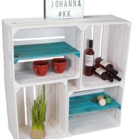 weinkistenregal-weiss-türkis-längs-deko