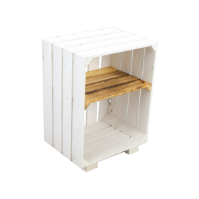 Nachttisch weiß mit geflammtem Ablagefach