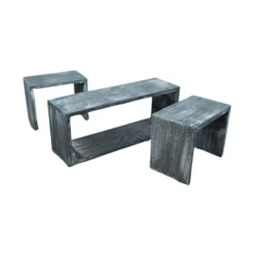 Vintage Tisch mit 2 Sitzhockern in shabby schwarz