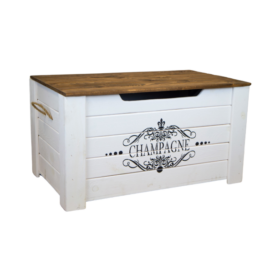 Holztruhe Pascale mit Deckel Aufdruck "Champagne"