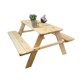 Sitzbank für Kinder 90x90x48cm in natur Gartenbank Garnitur mit runden Ecken