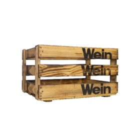 Alte geflammte Weinkiste "WEIN WEIN WEIN"