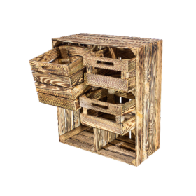 Große Regalkiste HS3 geflammt mit Schubladen Schuhregal Kommode Holzkiste Weinkiste Obstkisten Holz