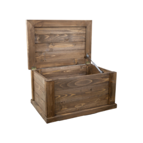 Massive Holztruhe UK braun mit Zylinder 60x40x34cm
