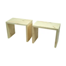 2er Set Beistelltisch 50x40x30cm Sitzhocker in natur